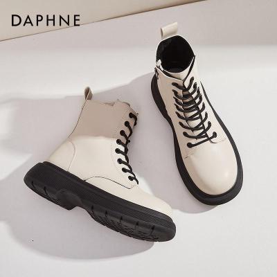 Daphne รองเท้าบูทผู้หญิงของแท้,ฤดูใบไม้ร่วงและฤดูหนาว2022ใหม่แฟชั่นพื้นหนาสวมใส่สบายมาร์ตินรองเท้าบู๊ตมีซิปด้านข้างรองเท้าขนแกะพลัส