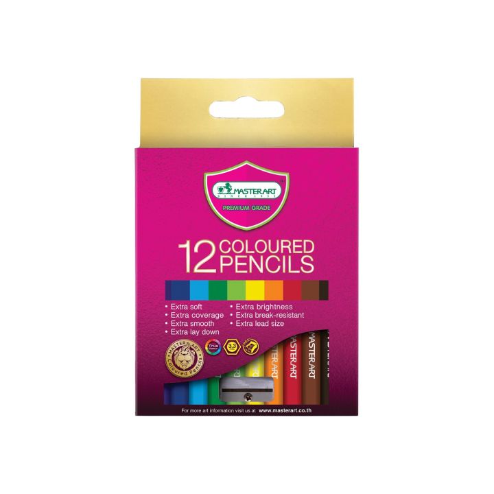 ดินสอสี สีไม้มาสเตอร์อาร์ต MasterART แท่งสั้น 12 สี (ขายยกแพค12ชุด)