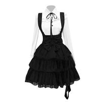 Shirt Dress Women Classic Lolita Gothic Dress Vintage Cosplay Anime Girl Black Long Sleeve Knee Length Plus Size Cute Dress