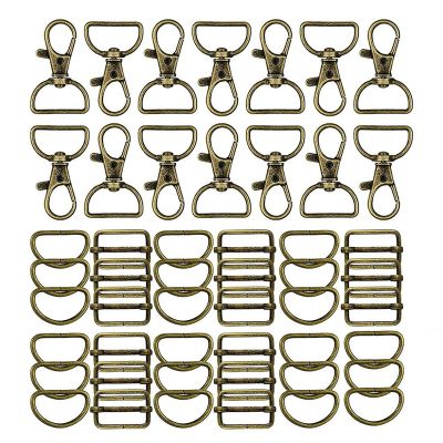 56Pcs Keychain Hooks with D Rings Set Purse Hardware for Bag Making Lanyard Snap Hooks Swivel Clasps with Slide Buckle