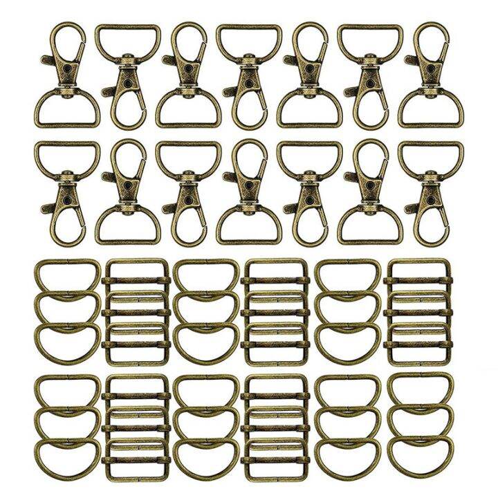 56pcs-keychain-hooks-with-d-rings-set-purse-hardware-for-bag-making-lanyard-snap-hooks-swivel-clasps-with-slide-buckle