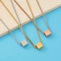 2Pcs/Lot Square Geometry Beads Pendants Necklaces Mirror Polish Stainless Steel For Womens Mens Jewelry Lovers Gift