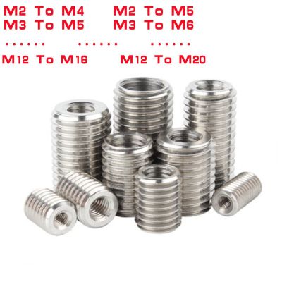 2/ 5pcs Inside Outside Thread Adapter Screw Nuts Insert Sleeve Converter Nut Coupler M2 M3 M4 M5 M6- M12 M20 304 Stainless Steel Nails  Screws Fastene