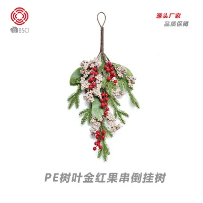 [COD] Cross-border decorations 50cm red fruit PE wall hanging upside-down tree shopping mall hotel door and window
