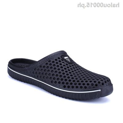 ☒✌ Cool Summer✳Cool shoes breathable antiskid half dragged waterproof summer slippers men lovers hole han edition beach baotou