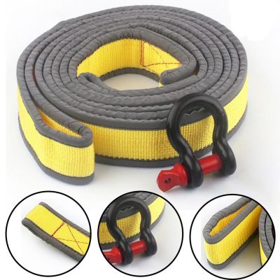 4m Car Towing Ropes Thickened Traction Rescue Rope Belt With Hook Load Capacity 8 Tons Tow Strap For Trailer Off-road Vehicle