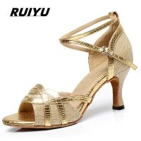 Latin Shoes Womens Salsa Tango Ballroom Party Womens Shoes Gold Black Silver High Heel Summer Womens Sandals Dance Sneakers