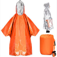 การอยู่รอดฉุกเฉิน Rain Hot Poncho Thermal Survival Space Blanket เสื้อกันฝนความร้อนสะท้อนความร้อนกันน้ำสำหรับเดินป่าตั้งแคมป์-Rendd