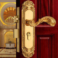 Modern Europen Entrance ประตูล็อคทองเหลืองในร่มล็อค en Wood Door Handle Lockset Villa Rose en Front Door Locksets