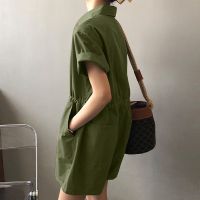 ZANZEA Women Summer Short Sleeved Oversized OL Street Fashion Solid Color Jumpsuits