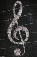 ✕△ TREBLE CLEF - เพลงหมายเหตุ Art ฟิล์มพิมพ์ผ้าไหมโปสเตอร์ Home Wall Decor 24x36inch