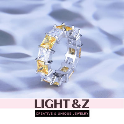 LIGHT & Z เครื่องประดับ ins เกาหลีหรูหราฝัง Bright zircon แถวแหวนปรับขนาดแหวนสุภาพสตรีแฟชั่นเครื่องประดับ