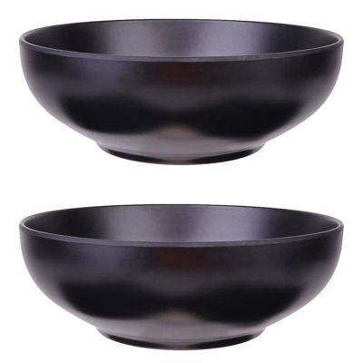 4Pcs Japanese Style Ramen Bowls Stylish Food Container Black Noodle Bowls Black Imitation Porcelain Japanese Ramen Bowl