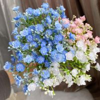 【hot】▤❀▤  42Heads Babysbreath bundle white blue artificial Flowers for Wedding decoration flores artificiales room decor