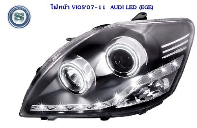 ไฟหน้า VIOS 2007-2012 PROJECTOR LED สีดำ EAGLEYE