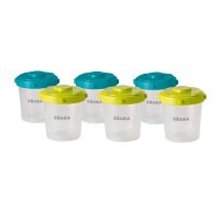 BEABA Set of 6 Clip Portions - 2nd age/200ml (assorted colors BLUE/NEON)