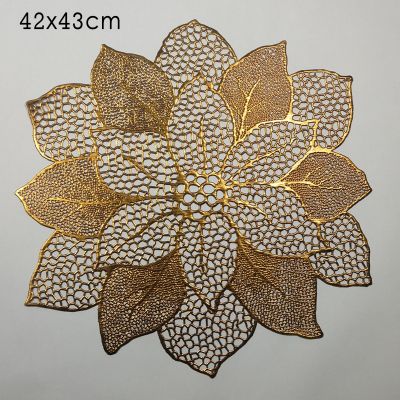 Bronzing Insulating coaster Antislip Pure Color Western Food Cushion Lotus Flower Hollow Table Decoration Mat Kitchen Supplies