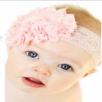 202120PCSLOT 2018 New children accessories 3 inch Old chiffon flowers elastic lace headbands newborn baby hair headdress headwear