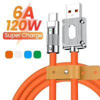 [Fast]1 M 120W 6A Super Fast Charge ชนิด C สายซิลิโคนของเหลว USB แบบเร็วสำหรับ Xiaomi Huawei Samsung สายชาร์จ