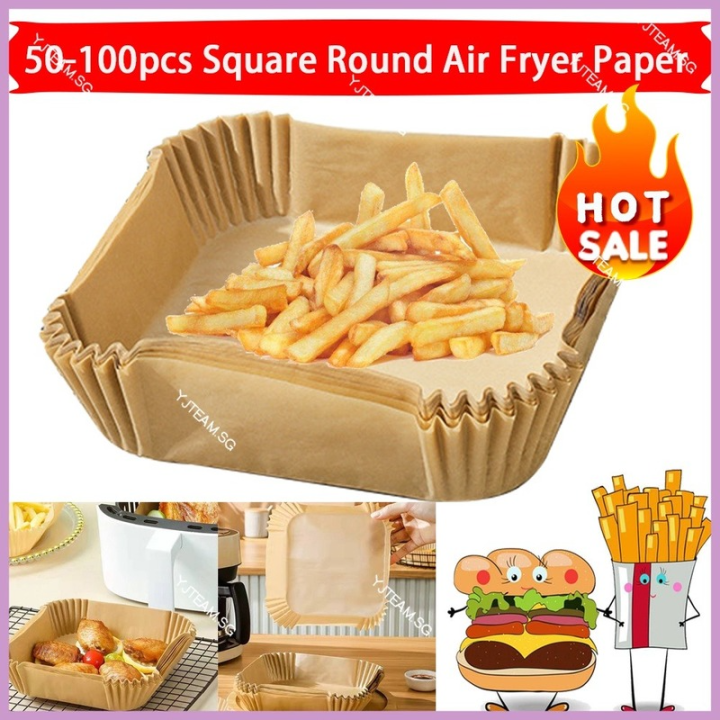 100Pcs Square Paper Tray Air Fryer Disposable Paper Tray Non Stick Air