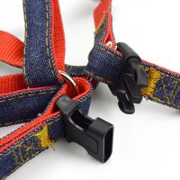 New Product Adjustable Puppy Dog Vest Harnesses Lead Set Denim Traction Rope Strong Leash Dog Collar Teddy Pug Large Dogs Harnesses