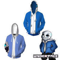 Undertale เสื้อสเวตเตอร์มีซิปรูดซิปสำหรับทุกเพศเสื้อแจ็กเก็ตพิมพ์ลาย3D เสื้อฮู้ด Cos Frisk Sans