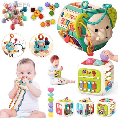 ✔Mainan Bayi Montessori Mainan Tali Tarik Silikon untuk 0 12 Bulan Mainit Motor Keterampilan Aktivitas untuk Bayi 1-3 Tahun