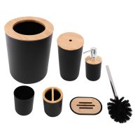 6-Piece Bamboo Bath Accessory Set Environmentally Friendly Toilet Accessory Set with Lotion Dispenser Etc.