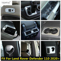 อุปกรณ์เสริมคาร์บอนไฟเบอร์สำหรับ Land Rover Defender 110 2020 - 2023 Shift Gearb Pillar Handlewater Cup Holder Cover Trim