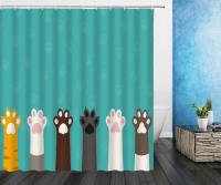 Cat Shower Curtains Bathroom Shower Curtain Cute 3D Fabric Shower Curtain with Hooks Funny Waterproof Shower Curtain or Mat