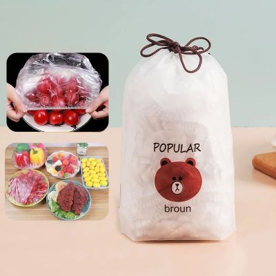 50/100Pcs Disposable Food Storage Cover Fruit Food Protective Film Fresh keeping Bag Elastic Shower Cap Kitchen Supplies