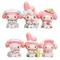 6ชิ้น Sanrio Melody อุปกรณ์เค้ก Diy วัสดุแพทช์ของเล่นสำนักงานคอมพิวเตอร์สก์ท็อปที่ทำด้วยมือรุ่นตกแต่งขายส่งของของเล่น