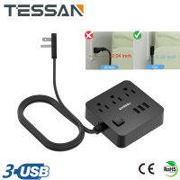 ส่วนต่อขยายของเทสันนำไปสู่อะแดปเตอร์ปลั๊กไฟต่อสายไฟแบนพร้อม USB 3 USB (รองรับเรือสำราญ) ปลั๊กผนังบางพร้อมช่องเสียบ AC 3 ช่องเปิด - ปิดสถานีชาร์จไฟขนาดเล็ก 5 ฟุตสำหรับเรือสำราญเดินทางกลับบ้านสำนักงาน