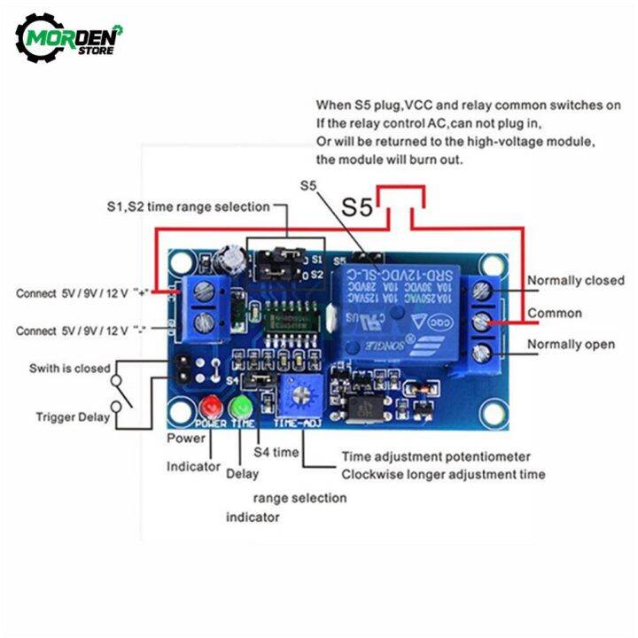 fast-delivery-euouo-shop-โมดูลรีเลย์เวลาปกติเปิดรีเลย์หน่วงเวลาควบคุมสวิตช์โมดูลโพเทนชิออมิเตอร์แบบปรับได้ไฟ-led-แสดงสถานะ-dc-12v