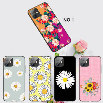 Casing หรับ iPhone 14 13 11 Pro Max 11 Mini 8+ 8 Plus Daisy Sunflower Sweet Pattern Phone เคสโทรศัพท์ อ่อนนุ่ม TPU Shockproof Black ปก