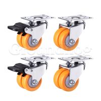 4Pcs Silent Swivel Castor Wheels 2 Inch Heavy Duty Double Row MPA Nylon Wheel With Brake For Trolley Maching Furniture Caster