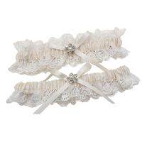 【YF】❐□❖  Wedding Garters for Bride Garter Ivory Bridal with Rhinestone Bow Size Thigh