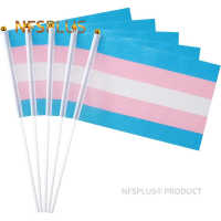 10 Pack Transgender Pride Flags LGBT Lesbian Gay Bisexual Trans Rainbow Hand Held Small Stick Flag Decoration Celebration Parade Replacement Parts