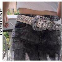 【cw】 Punk Rivet RhinestoneLuxury DesignerwithBelt JeanCowboyY2KMenCorset Belt