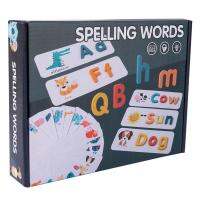 01 01ตัวต่อจิกซอว์ไม้บล็อกตัวต่อสะกดคำเกมศัพท์เด็กฝึกตัวอักษรภาษาอังกฤษของเล่นไม้เสริมการรับรู้สำหรับฝึกหัด