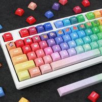 Rainbow Gradient Keycaps PBT 133 Keys Gaming Key Caps XDA Profile Dye Sublimation Keycap For MX Switches Mechanical Keyboard