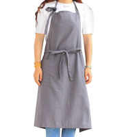 ผ้ากันเปื้อนทำอาหาร Unisex แฟชั่นสีทึบเสื้อรัดรูป Pocket Home Kitchen Cafe