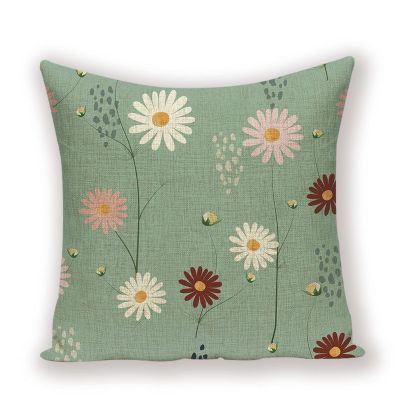 Floral Autumn Pillowcase  Flower Decor Cushion Cover Cushions Home Decoration Covers for 45X45cm Bed Throw Pillows Cases Cojin