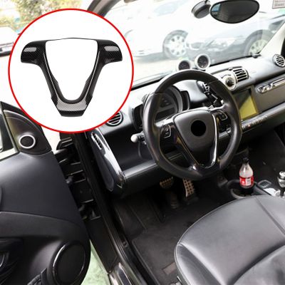 Carbon Fiber Car Steering Wheel Frame Decorative Sticker Accessories for Mercedes Smart Fortwo 451