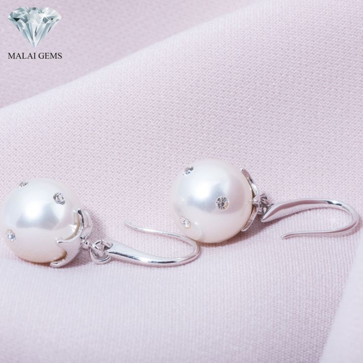 malai-gems-ต่างหูมุก-เงินแท้-silver-925-เพชรสวิส-cz-เคลือบทองคำขาว-รุ่น-31000998-แถมกล่อง-ต่างหูเพชร-ต่างหูเงินแท้