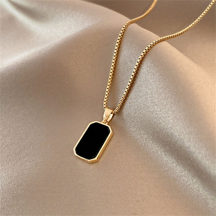 long-women-black-gold-exquisite-jewelry-minimalist-necklace-rectangular