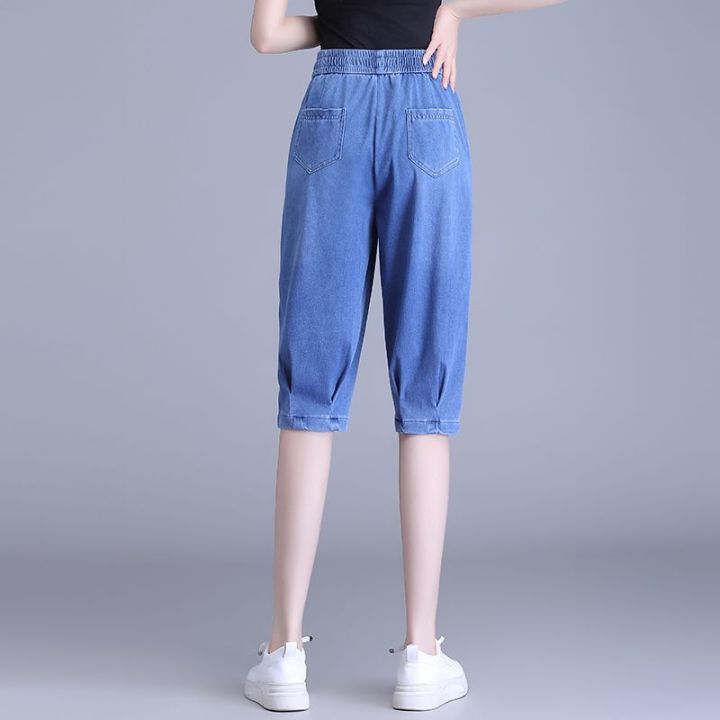 กางเกงผู้หญิงเอวยางยืดบางสีขาวกางเกงยีนส์ขนาดใหญ่ใหม่ฤดูร้อนกางเกง-haroun-โชว์บาง-makings-คุณภาพสูง-pants301t2957-7นาที