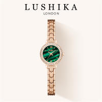 นาฬิกาสีทองขนาดเล็ก Lushika อารมณ์ TikTok Fast Hand Good Things Live R Little Green Watch นาฬิกาควอตซ์ผู้หญิงที่สวยงาม ...