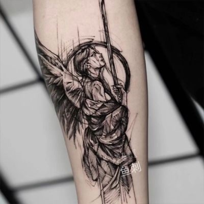 Flower Arm Juice Fallen Angel Dark Herbal Cant Wash (Two Sheets) Waterproof and Long-lasting Tattoo Stickers for Men and Women