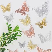 【CC】❄  12Pcs Hollowed Sticker Gold Colorful Wall Glass Window Paper Stickers New Year Decorations